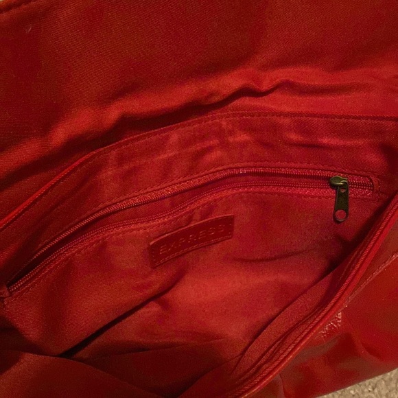 Express Red Clutch with Gold Buckle Closure - Picture 4 of 5
